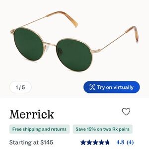 Warby Parker Gold Polarized Merrick Sunglasses